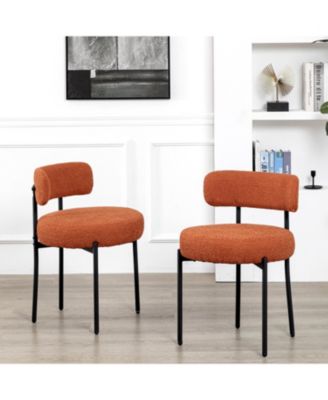 Boucle Dining Chairs Set of 4, Upholstered Kitchen Dining Room Chairs, Side Chairs with Thick Cushions and Metal Legs