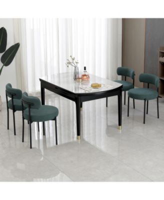 Boucle Dining Chairs Set of 4, Upholstered Kitchen Dining Room Chairs, Side Chairs with Thick Cushions and Metal Legs