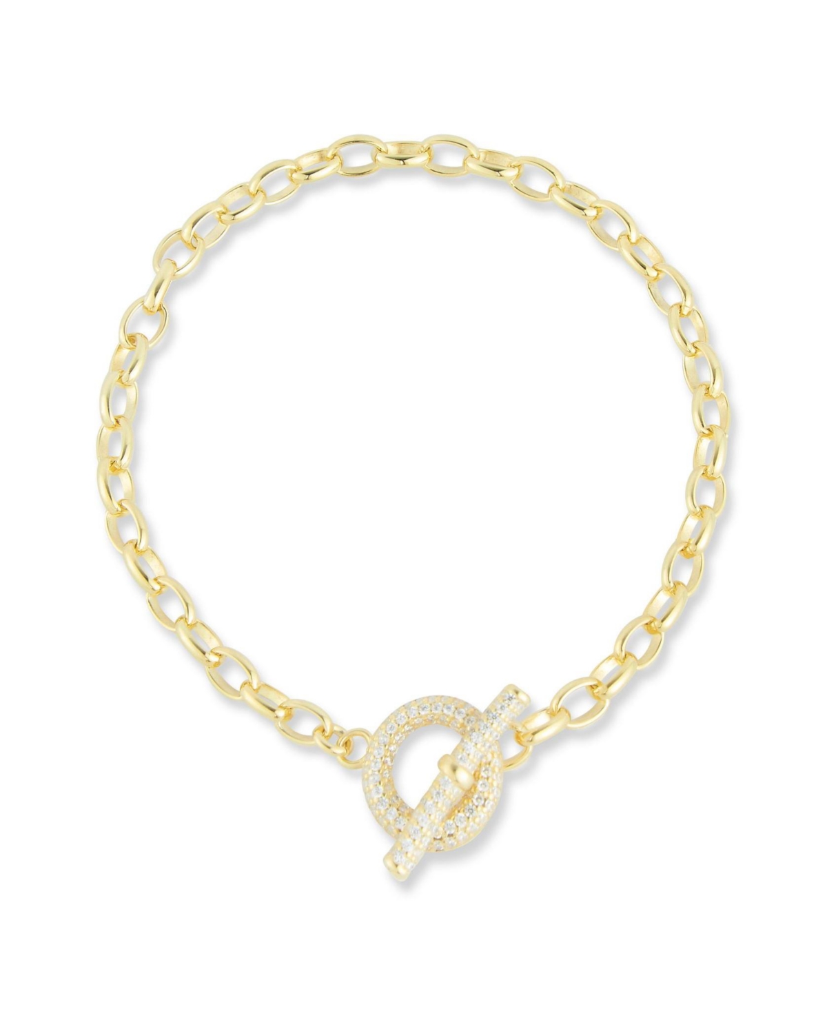 Rachel Zoe 14KPlated Sterling Silver Link Bracelet With Pave Toggle Clasp - Gold