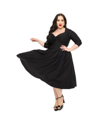 Plus Size 1950s Front Twist Swing Dress
