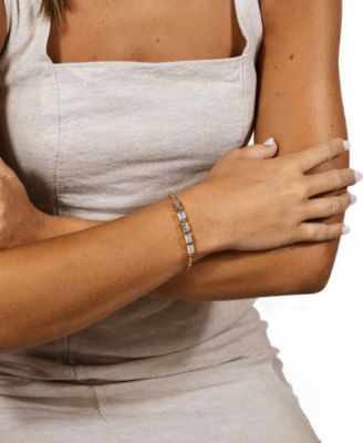 Sterling Forever Nyssa Bezel Cubic Zirconia Station Bracelet