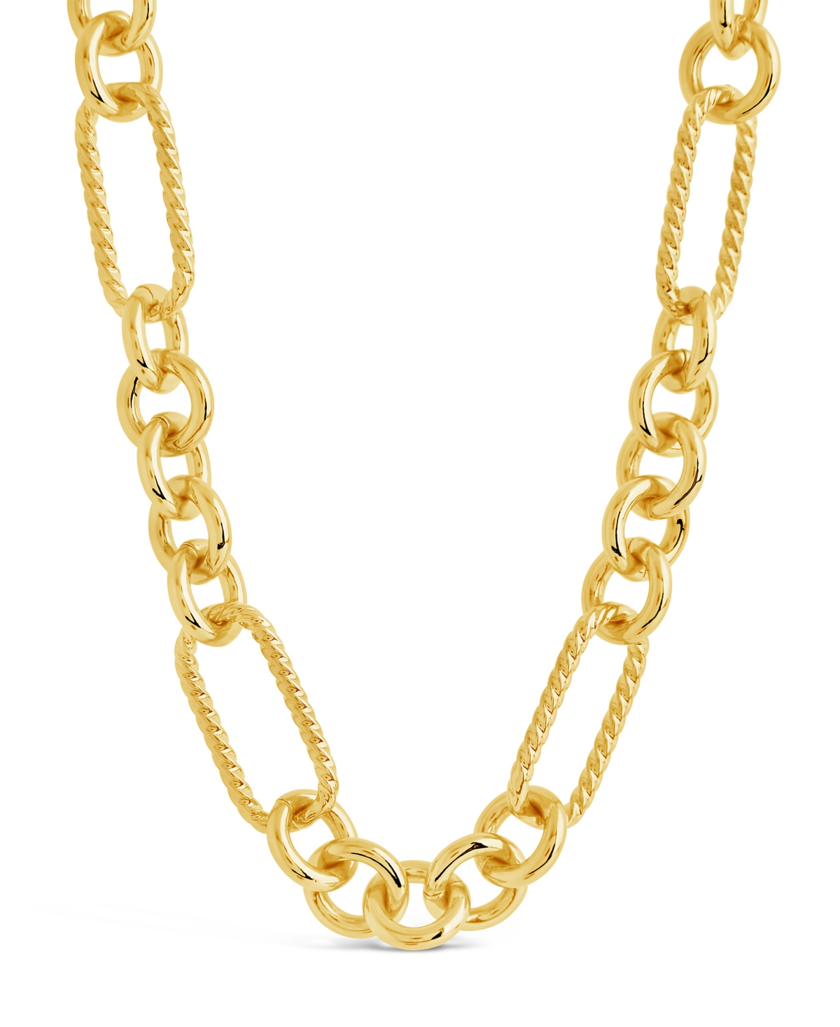 Sterling Forever 14k Plated Tegan Textured Long Link Necklace In Gold
