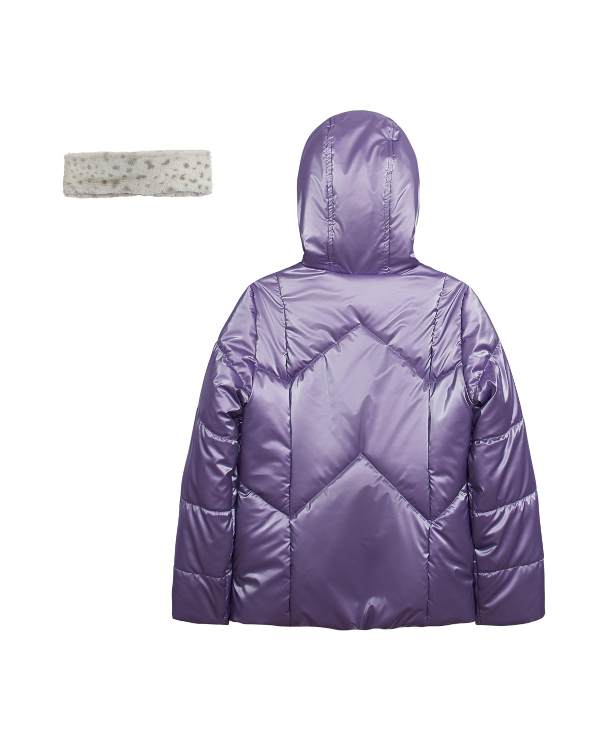 Jessica Simpson Girls 7-16 Reflective Shine Fashion Puffer Jacket In Purple