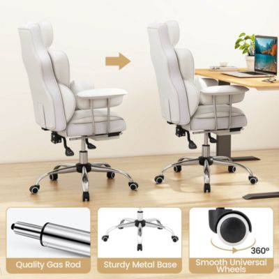 Office Desk Chair Big and Tall Executive Office Chair with Footrest Lumbar Support
