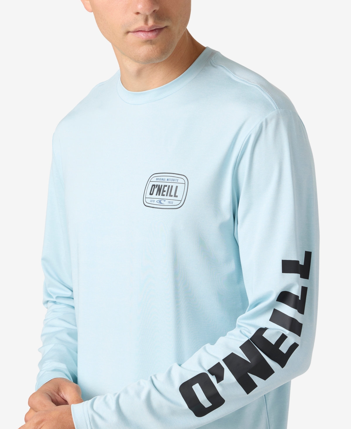 O'neill Men's Traveler Upf Wordmark Long Sleeve T-shirt In Heather Light Blue