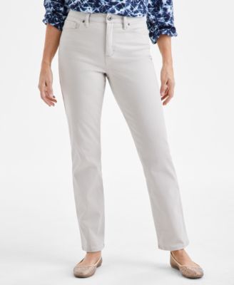Women's Straight-Leg High Rise Twill Pants, Created for Macy's
