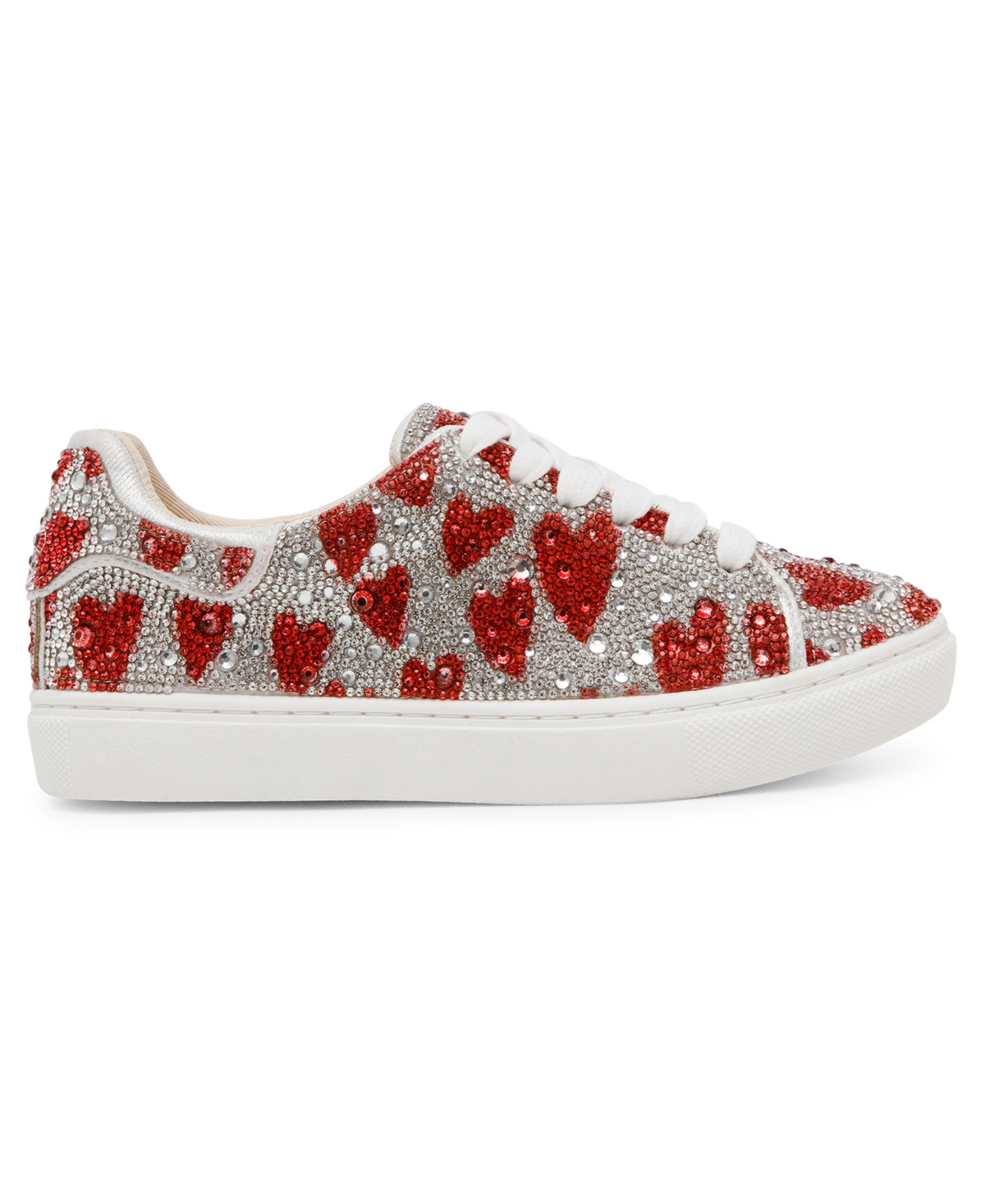 Betsey Johnson Little Girls Sidny Rhinestone Sneakers In Heart