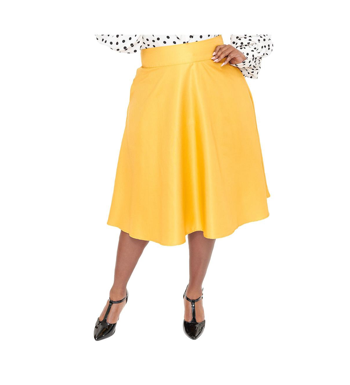 Unique Vintage Plus Size Retro Style High Waist Vivien Swing Skirt