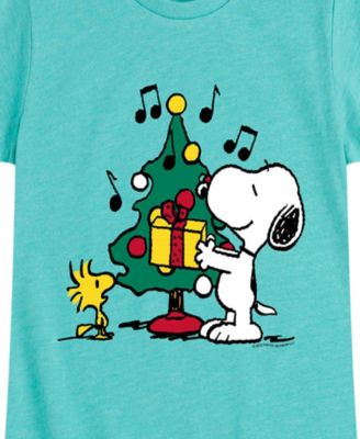 Big Girls Snoopy Christmas Tree Graphic Short Sleeve Tee