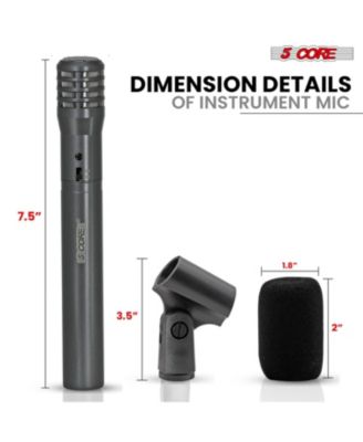 Professional Instrument Microphone Pencil Mic Condenser Cardioid Unidirectional Stick Microfono + Windscreen Mic Clip & Case