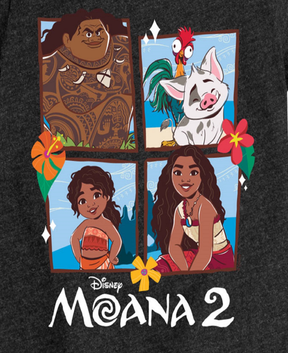 Disney Big Girls Moana 2 Grid Graphic Short Sleeve Tee In Black