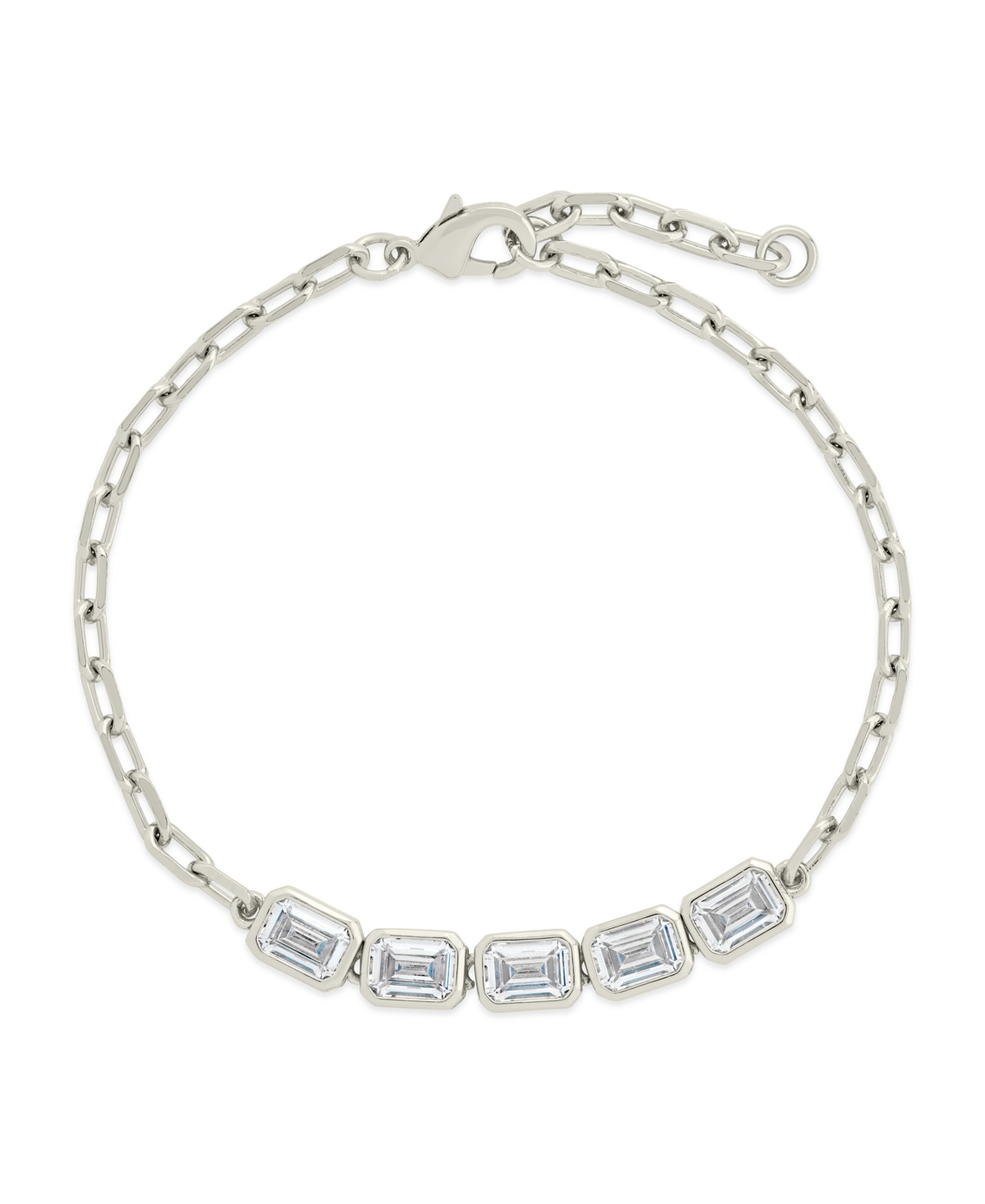 Sterling Forever Nyssa Bezel Cubic Zirconia Station Bracelet In Silver
