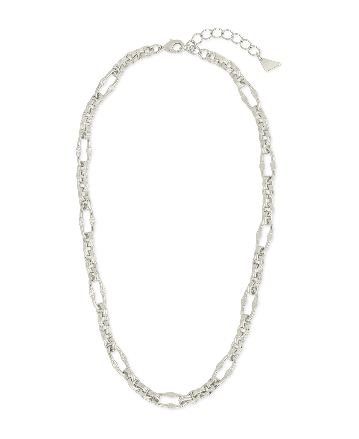 Sterling Forever Tegan Textured Long Link Necklace In Silver