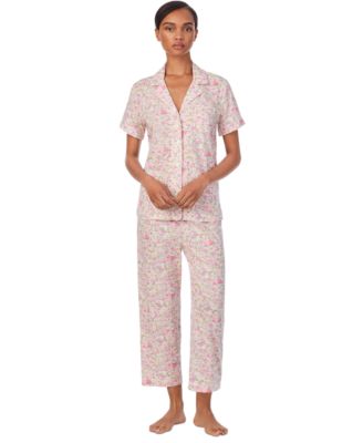 Lauren Ralph Lauren - Petite 2-Pc. Short-Sleeve Notch-Collar Cropped-Pant Pajama Set