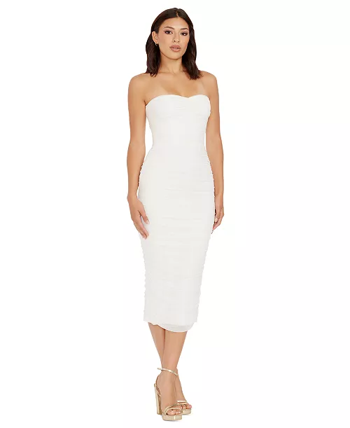 women's heather strapless bodycon dress
