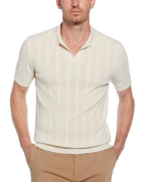 Мужской свитер Perry Ellis Johnny Collar Stripe Polo Sweater, цвет: Берёзовый