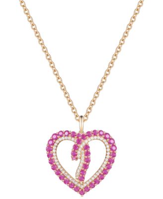 Macy's - Ruby (3/4 ct. t.w.) & Diamond (1/4 ct. t.w.) Wrap Style Open Heart 18" Pendant Necklace in 14k Gold