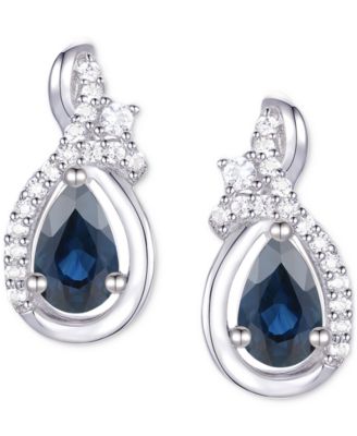 Emerald (1/2 ct. t.w.) & Diamond (1/10 ct. t.w.) Pear Drop Earrings in 14k Gold (Also in Ruby & Sapphire)
