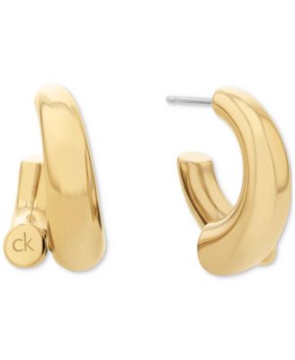 Silver-Tone CK Spiral Curve Drop Earrings