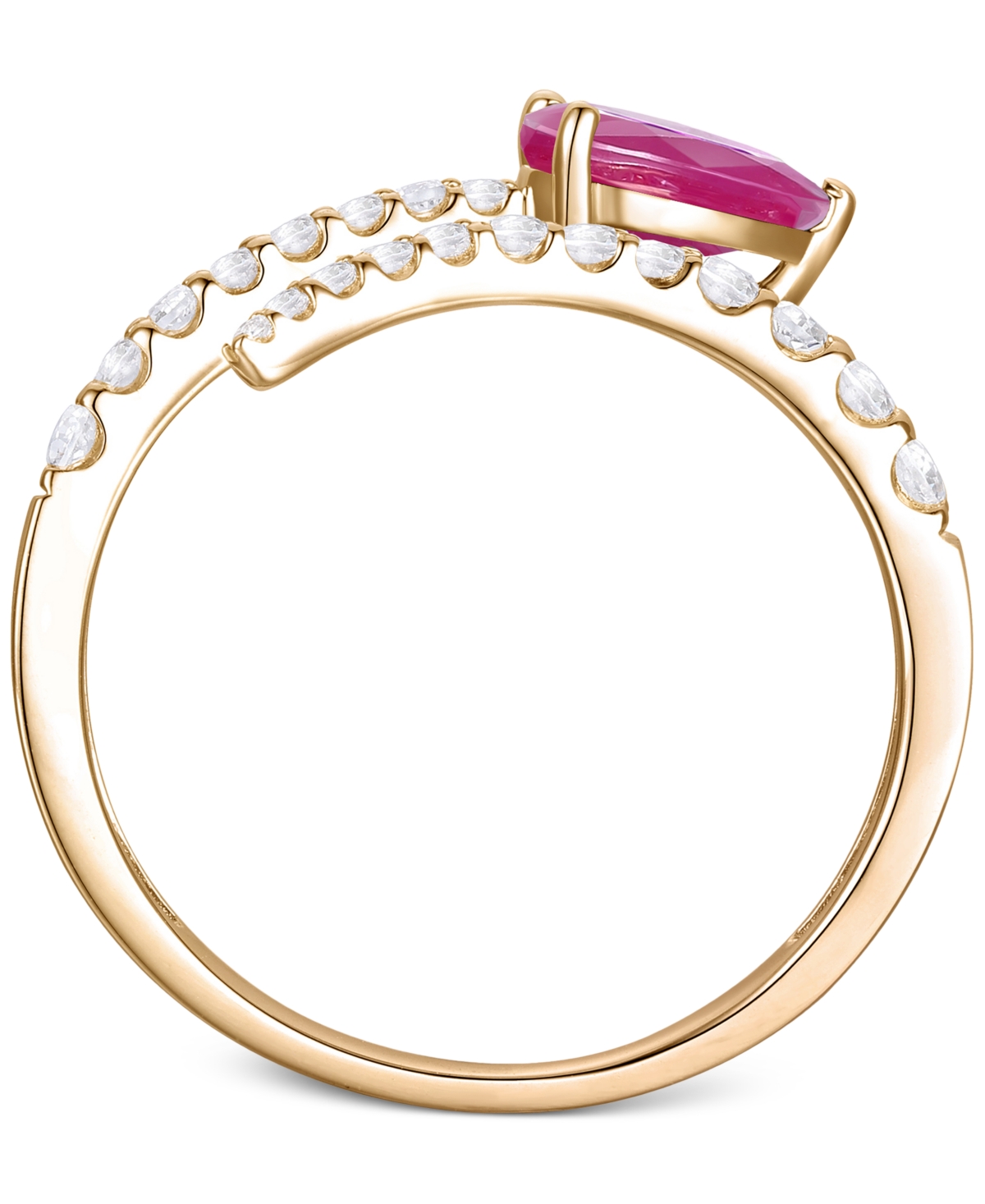 Macy's Emerald (5/8 Ct. T.w.) & Diamond Bypass Ring (1/3 Ct. T.w.) In 14k Yellow Gold (also Available In Ru In Ruby