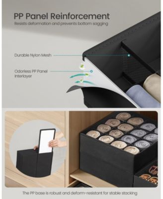 Set of 4 Closet Organizers for Underwear with 80 Cells for Drawer Storage