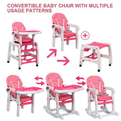 3-in-1 Baby High Chair with Lockable Universal Wheels