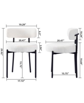 Boucle Dining Chairs Set of 1, Upholstered Dining Chairs with Black Metal Legs, Modern Accent Chair