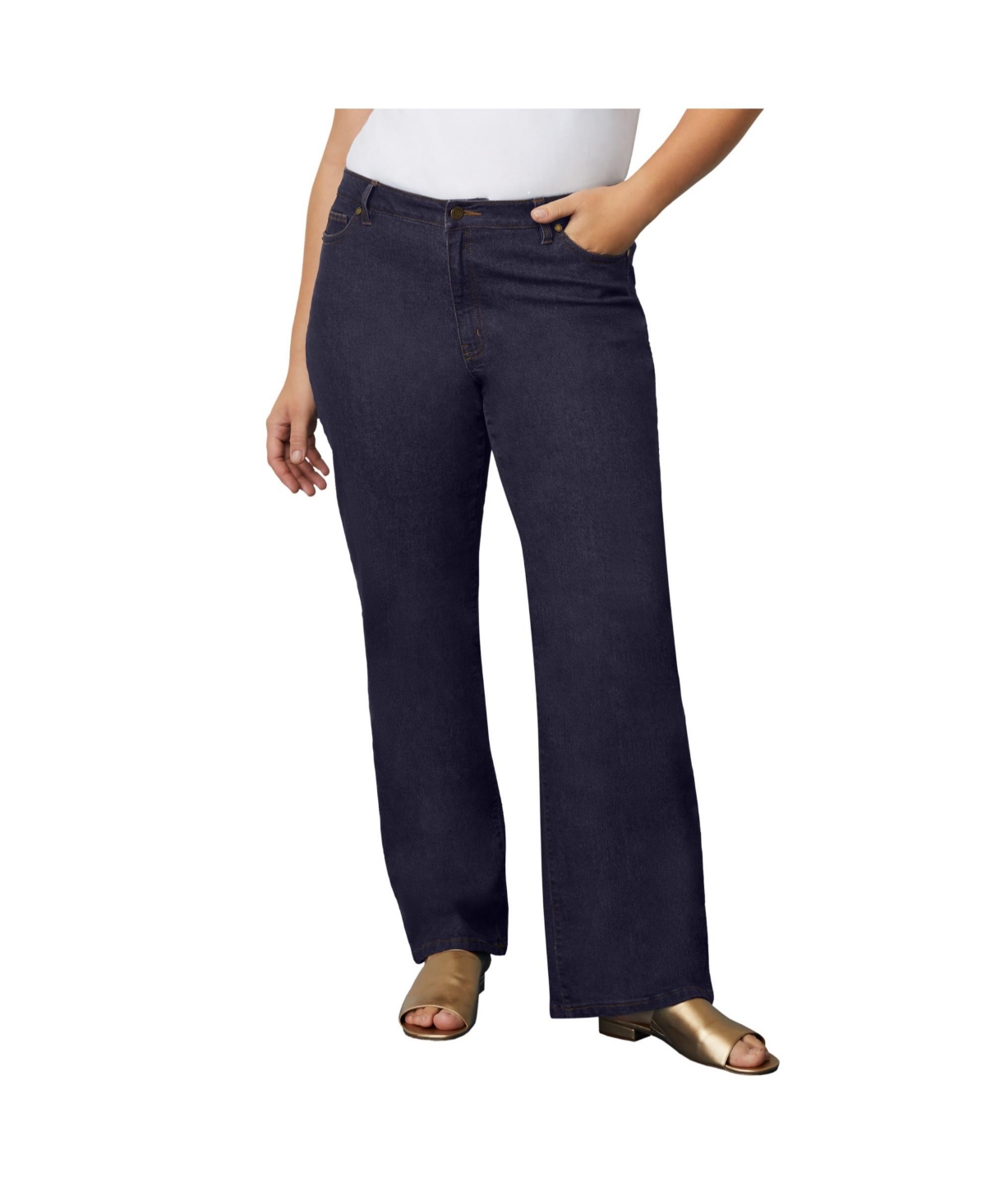 Plus Size June + Vie Curvie Fit Boyfriend Jeans - Dark blue