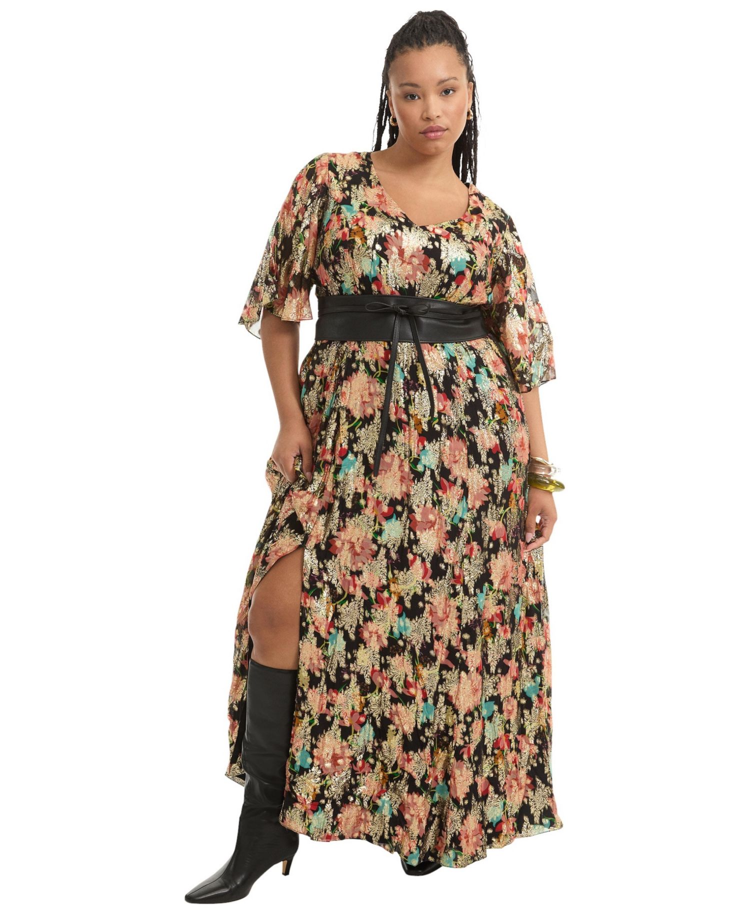 Women's June and Vie Metallic Printed Maxi Dress