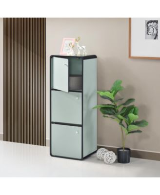 Dothan Wood 3-Cubed Closed Bookcase - Storage Shelf Organizer Bookshelf