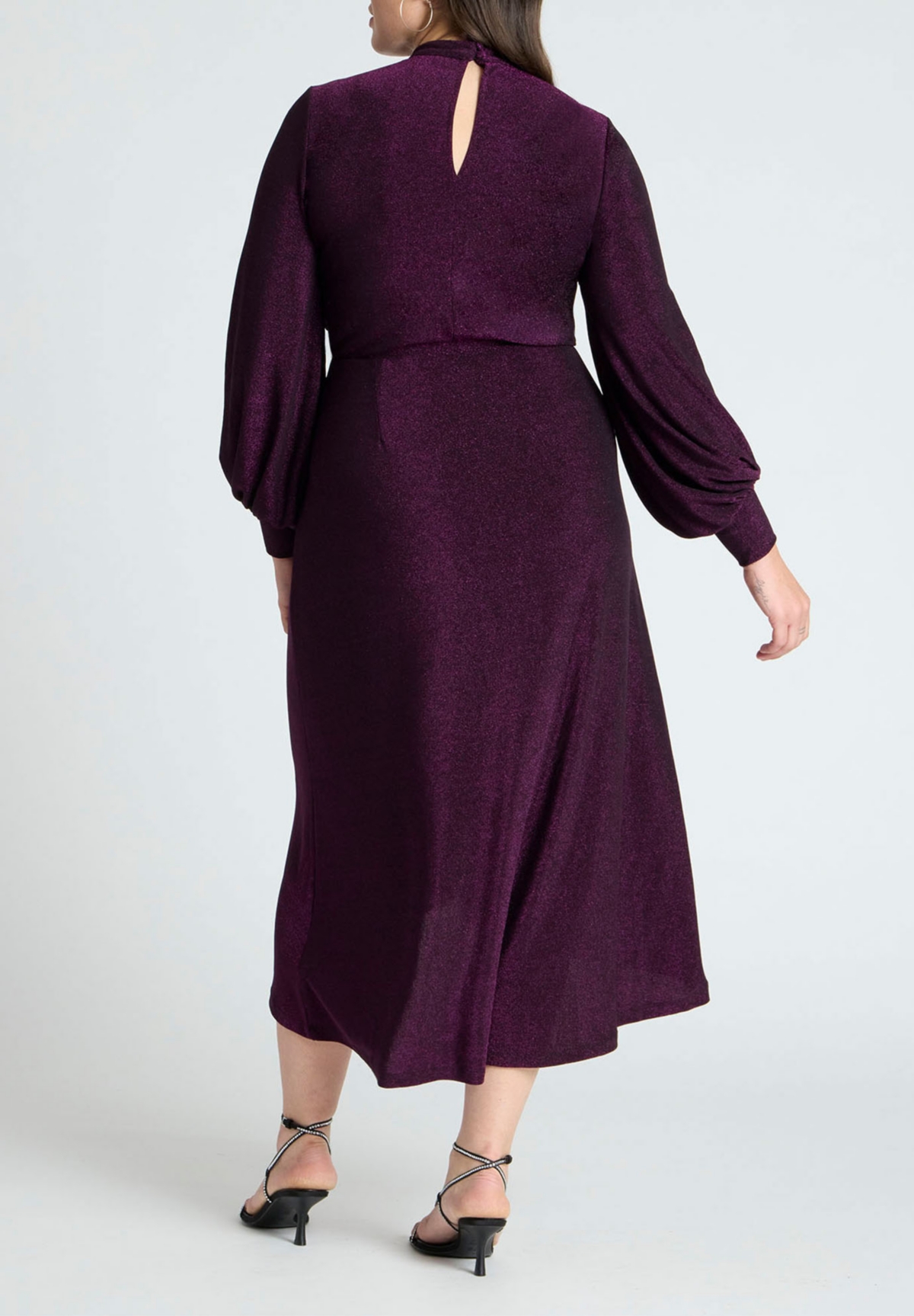 Eloquii Plus Size Mock Neck Lurex Midi