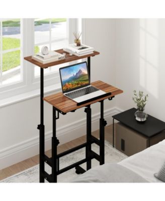Height-adjustable Mobile Standing Desk with Split Top and Adjustable Angle