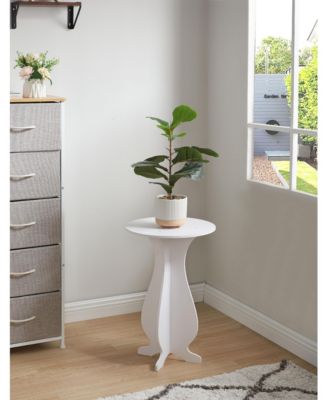 - Carver Side End Table Plant Stand for Living Room, Bedroom, White