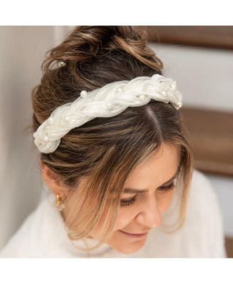 Blushing Braid Headband - White Pearl