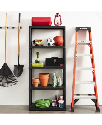 5 Shelf Fixed Height Ventilated Medium Duty Storage Unit, Black