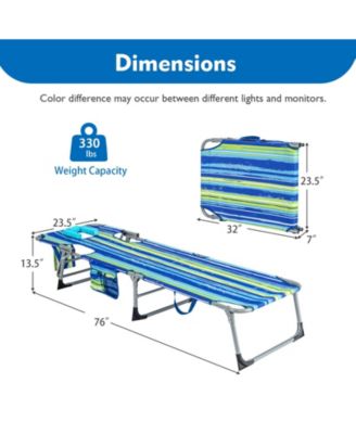 Folding Beach Lounge Chair with Pillow for Outdoor