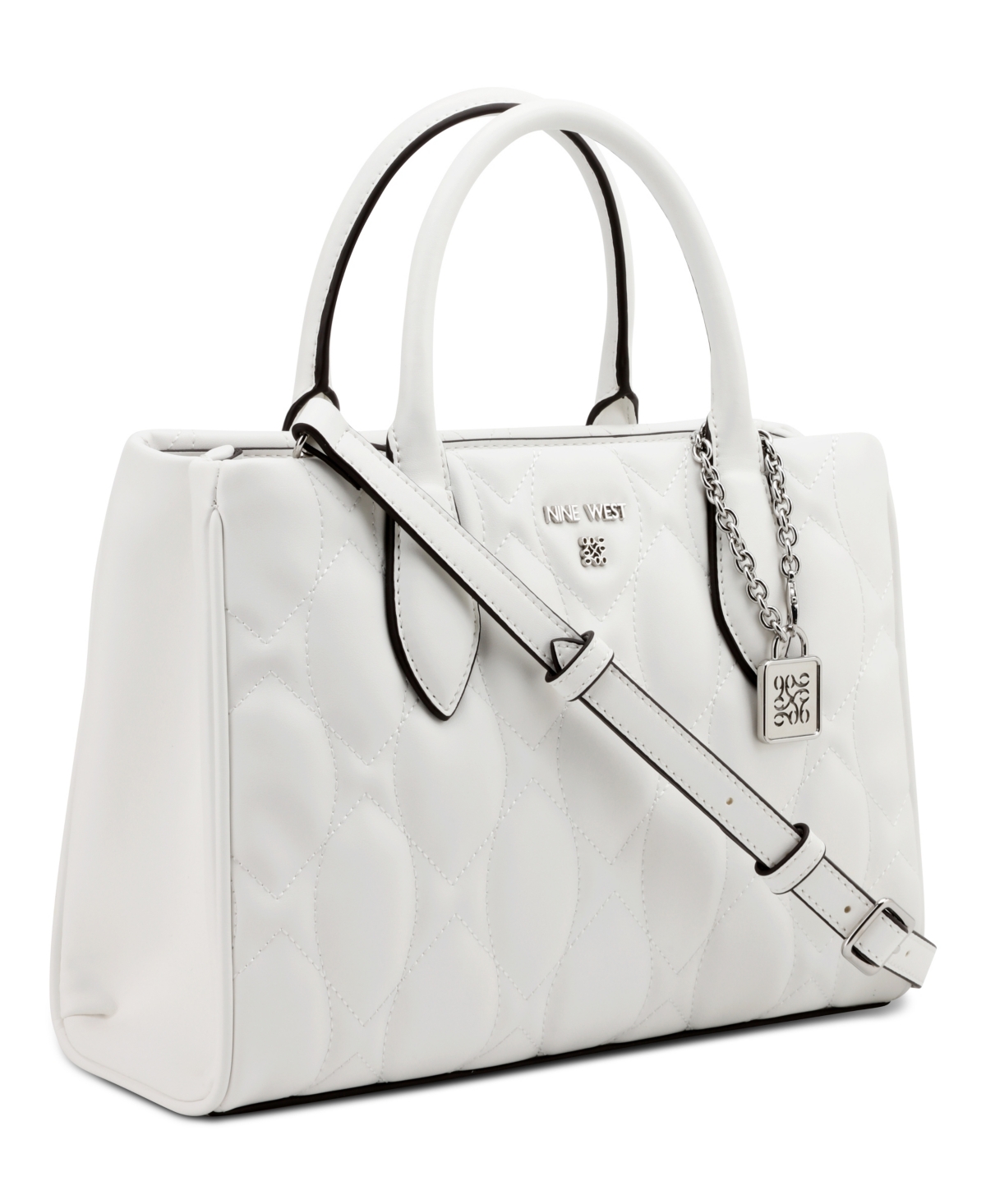 Shop Nine West Designer Rue Medium Satchel Bag In Optic White