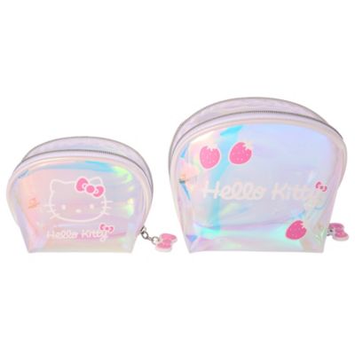 Sanrio Clear Iridescent Large and Small Dome Cosmetic Travel Bag Set