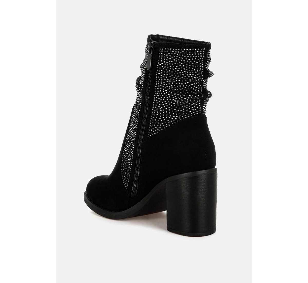 London Rag Chinar Rhinestone Studded Slouchy Ankle Boots