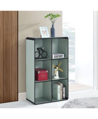 Dothan Wood 6-Cubed Open Bookcase - Storage Shelf Organizer Bookshelf