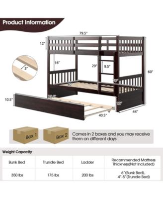 Twin Over Twin Bunk Bed with Pull-out Trundle and Ladder