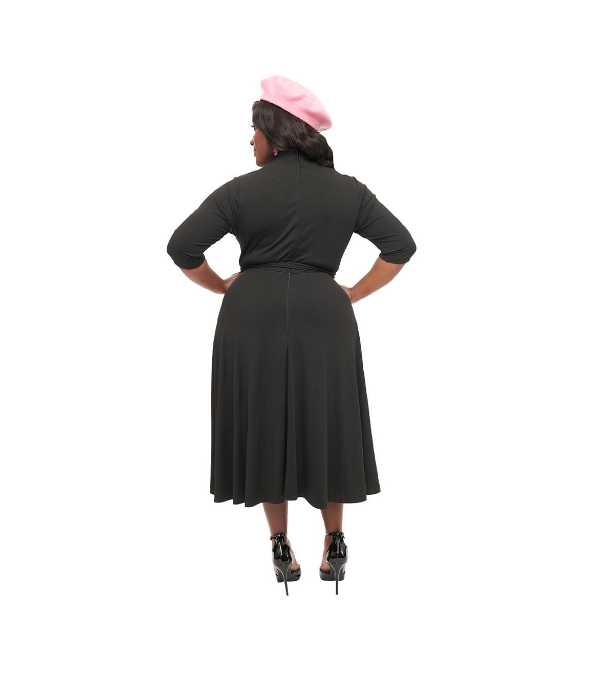 Unique Vintage Plus Size 1950s Turtleneck Midi Dress