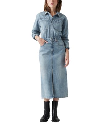 Levi's Premium Women's Denim Midi Shirt Dress - Macy's
