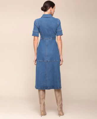 Women's Denim Midi Shirt Dress