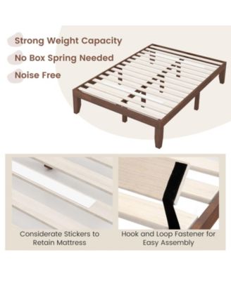 14 Inch Full Size Wood Platform Bed Frame with Wood Slat Support