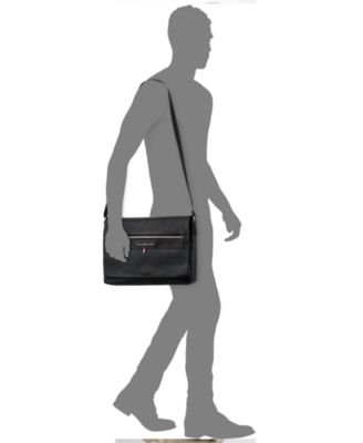 Men's Pebble Faux-Leather Leo Messenger Bag