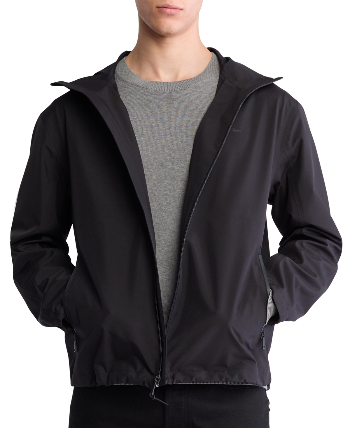 Calvin Klein Men's Softshell Zip-front Hooded Jacket In Black Beauty