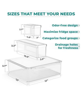 10 Pack Clear Stackable Refrigerator Storage Bins with Lids - Perfect for Kitchen Organization, Pantry and Fridge Storage