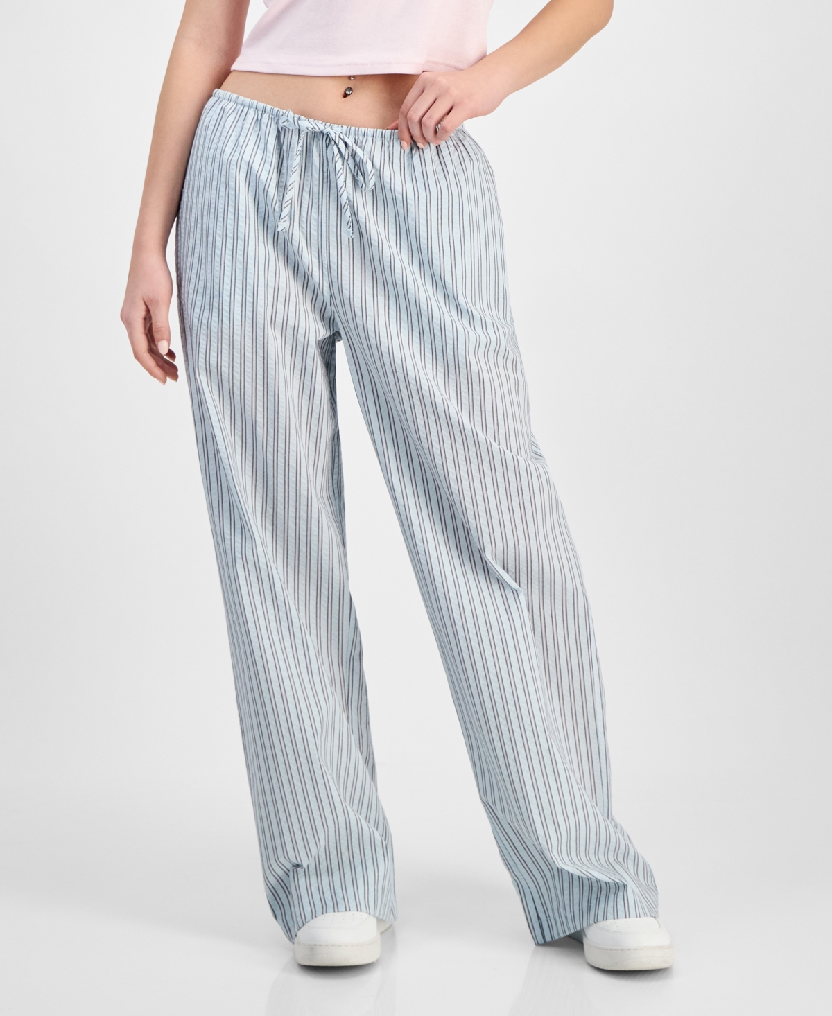 Self Esteem Juniors' Seersucker Drawstring Lounge Pants In Baby Blue