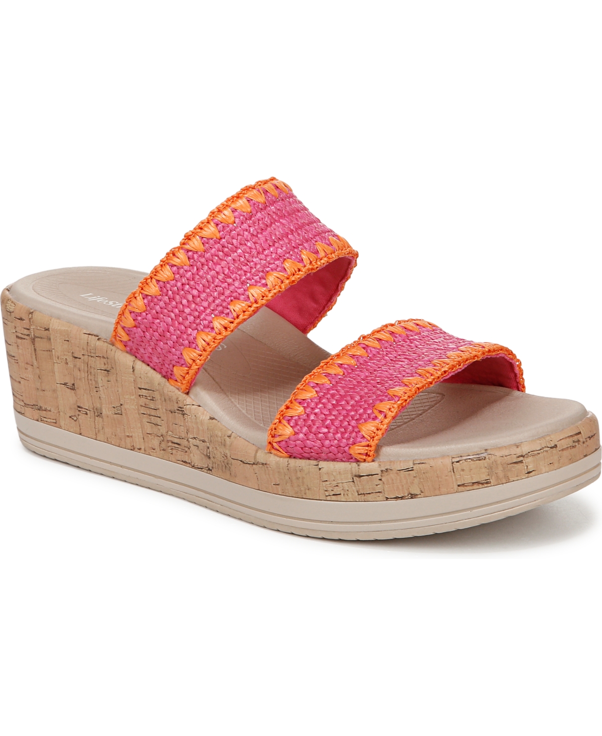 Bzees Resort Sandal In Pink Multi Stretch Gore Fabric